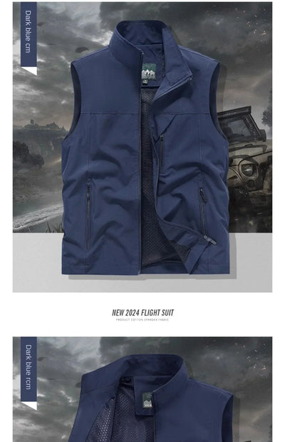 Summer Vest Men's Work Vest Large Size Golf Sleeveless Jacket Tactical windbreaker Hunting Camping Fishing waterproof Coat Parka