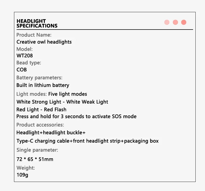 LiitoKala-Small Owl Headlamp, LH-208 209, Can Place 1.2V, 1.5V, AAA Outdoor Climbing Mountain Head Wearing Lamp