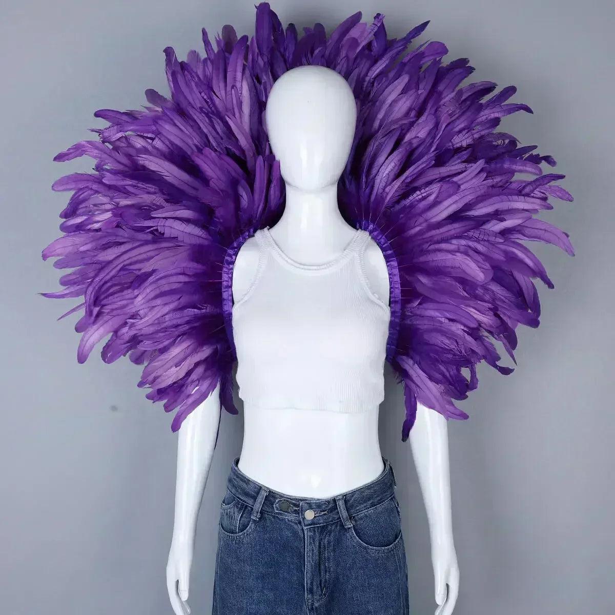 Designer feather scarf (punk halloween carnival masked ball party)accessory