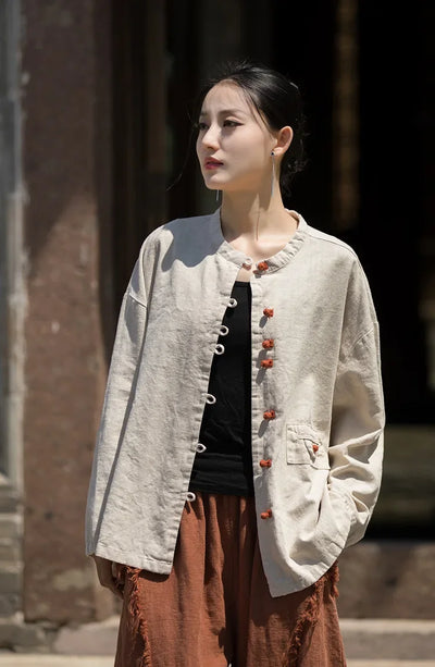 Women's Literary Vintage Ramie Linen Tops