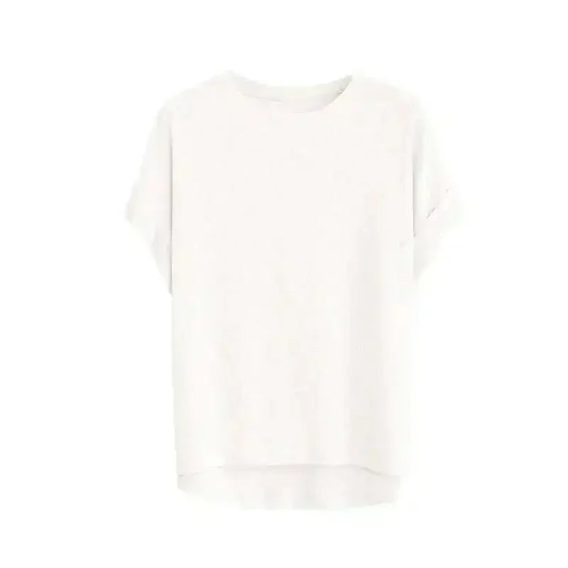 Women's Linen Round Neck Transparent Tops
