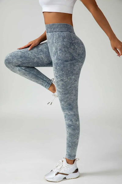 Women BUM Low V-Back Scrunch Butt Leggings Acid Wash Denim Blue Women High Stretch Sports Yoga Pants Women Gym Cycling leggings