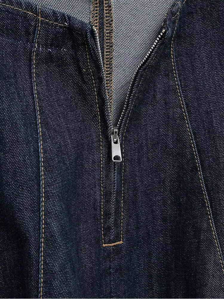 Denim Pleated Sexy Tops for Women