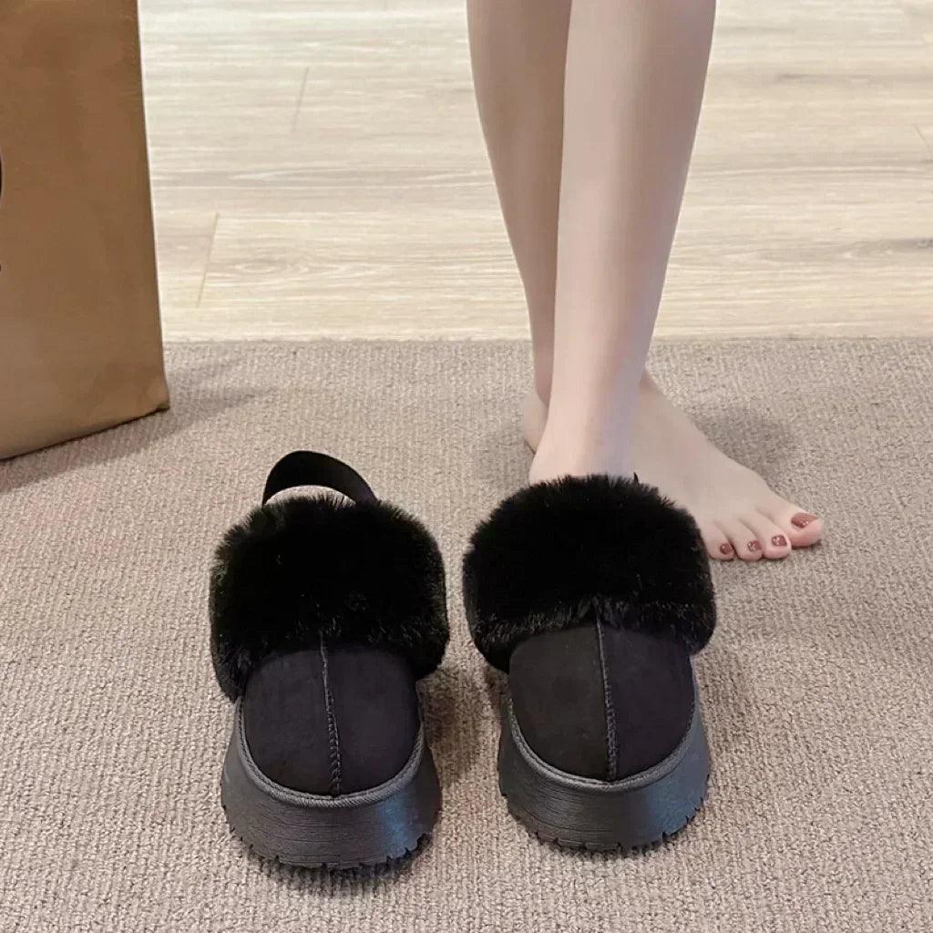 2024 new winter snow boots for women - fur lined with thick fleece and warm cotton