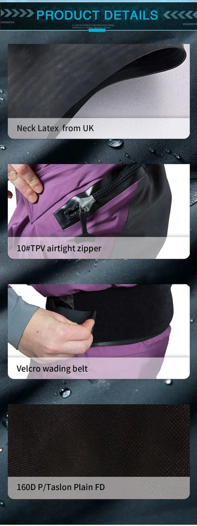 Drysuit Women's Outdoor Water Sports Equipment Rubber Neck Cover Rubber Sleeve Cover Airtight Zipper Waterproof