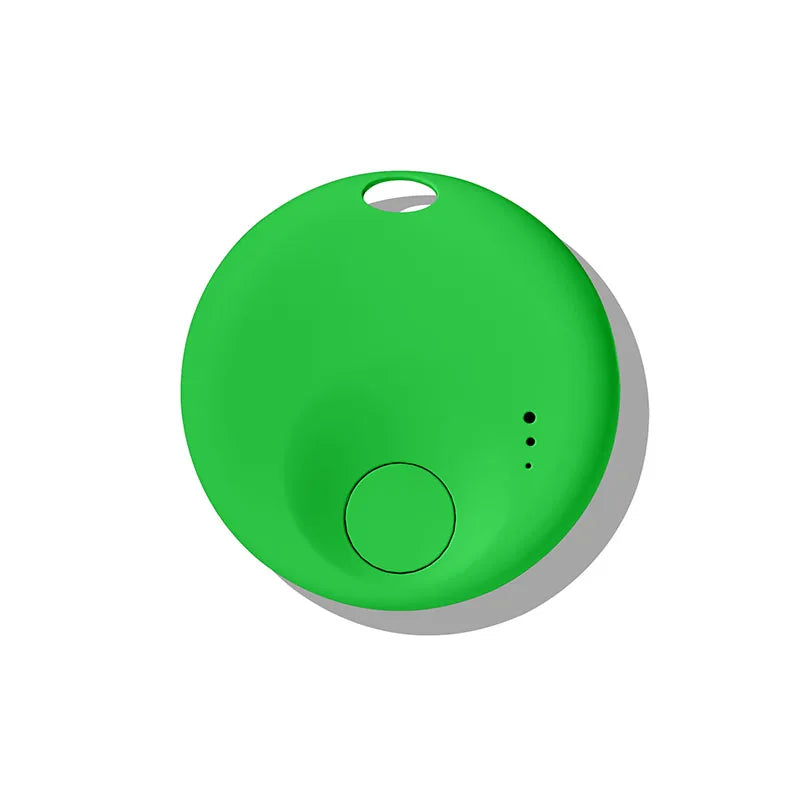 Green spherical smart tracker with LED indicators for iOS and Android Find My app