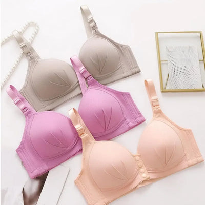 Breathable Bra Front Button Closure Push Up Bra for Women
