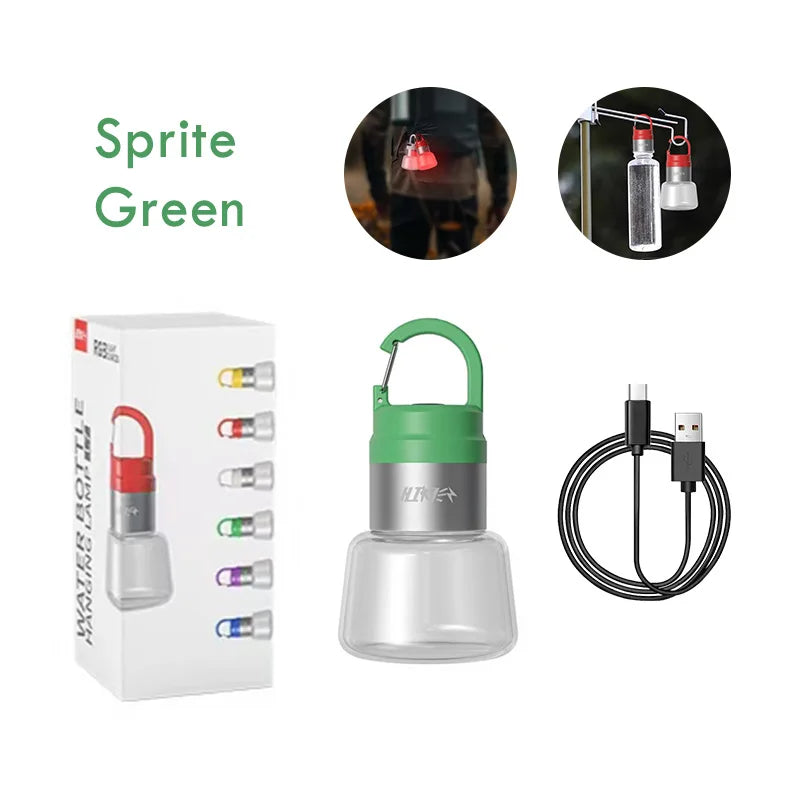 LED Bottle Light Camping Lantern with Flowing Light USB Portable Handheld Hanging Bottle Lamp Outdoor Multi Use