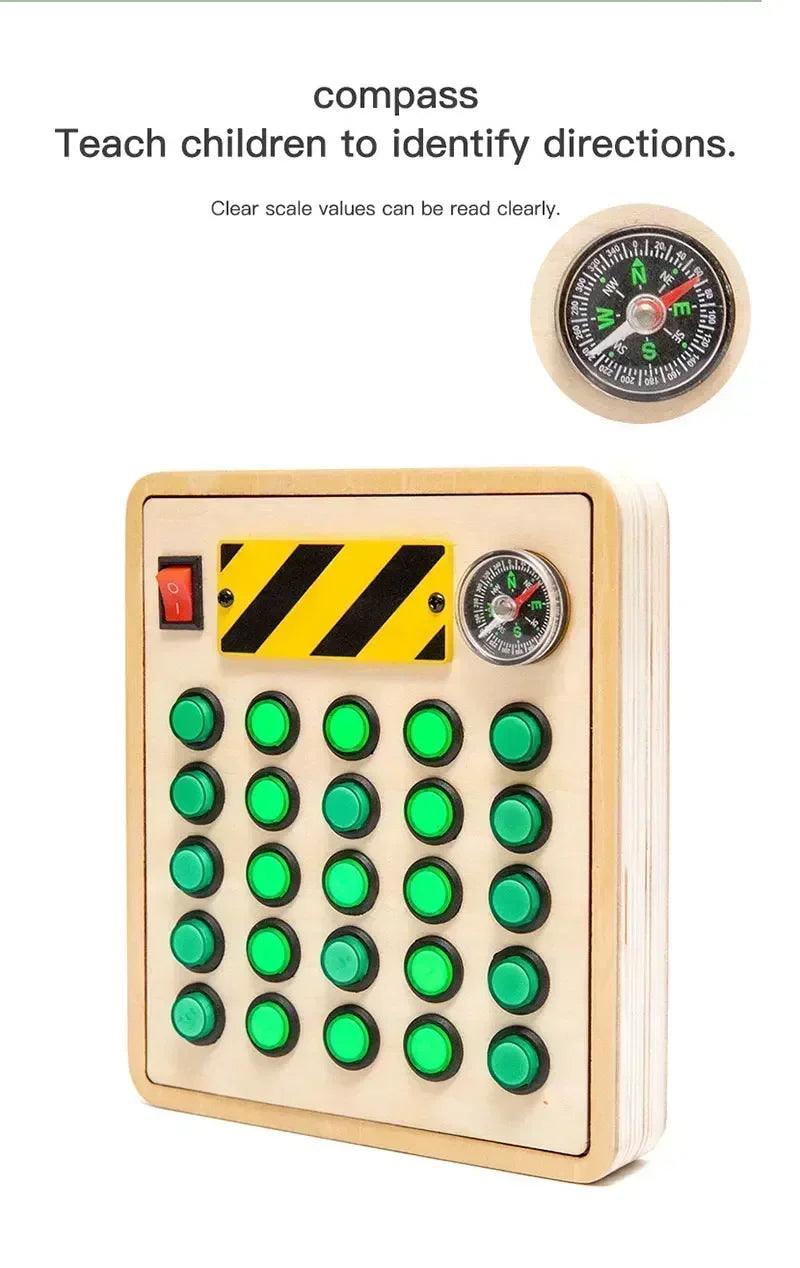 Montessori busy board sensory toys wooden with led light switch control travel activities children games for 2-4 years