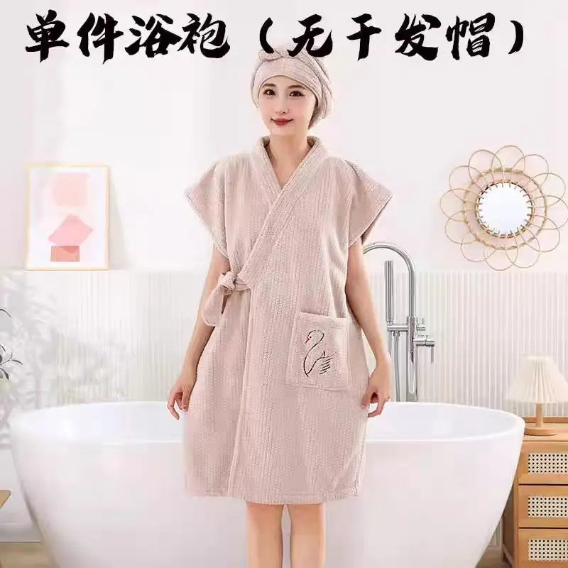 Bathrobe for ladies. It's made of corn - velvet material.