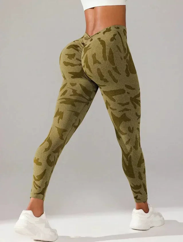 Women V-waist Printed Seamless Leggings