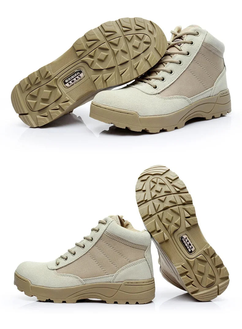 Men's Low Top Tactical Boots Outdoor Desert Climbing Sports Hiking Shoes Field Training Combat Boots Male Work Safety Shoes