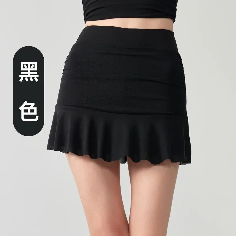 A-line Short Skirt for Women, Anti Glare Casual Sports Skirt, Seamless High Waisted Running and Fitness Tennis Skirt