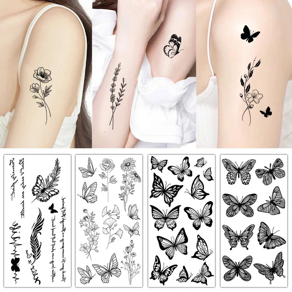 Sexy Temporary Tattoos For Women Water Transfer Sketch Tattoo Sticker Long Lasting Waterproof Body Art Tattoos Accessories