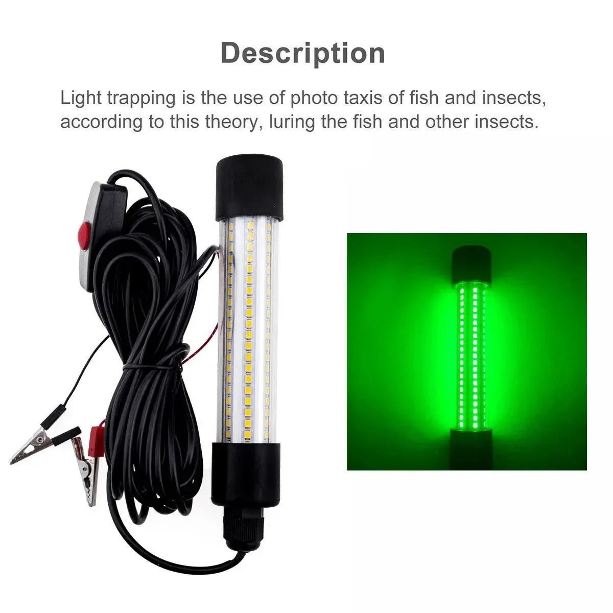Super Bright LED Underwater Light Lamp AC/DC 12V 1200LM For Submersible Night Fishing Boat Outdoor Lighting Green Lights Lamps