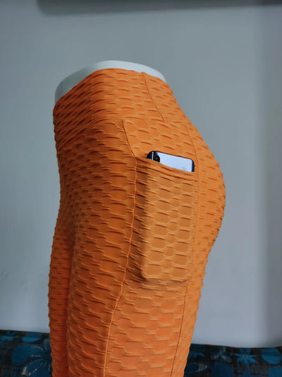 Women Fashion Pocket Bubble Lift Leggings