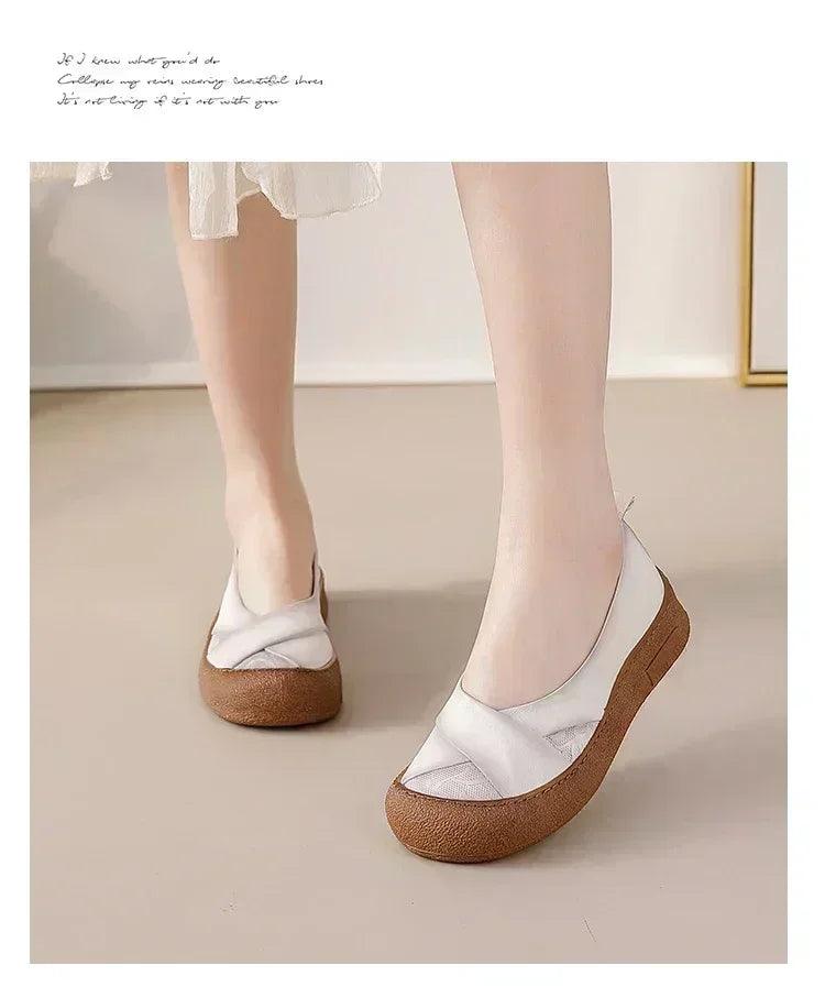 Authentic anti skid slip on leather flat shoes ladies shallow loafers woman comfy soft moccasin