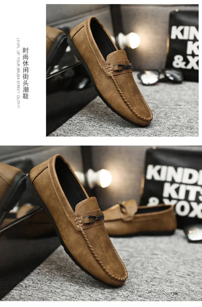 Summer New Men's Loafers Comfortable Flat Casual Shoes Men Breathable Moccasins Slip-On Soft Leather Driving Shoes 2025