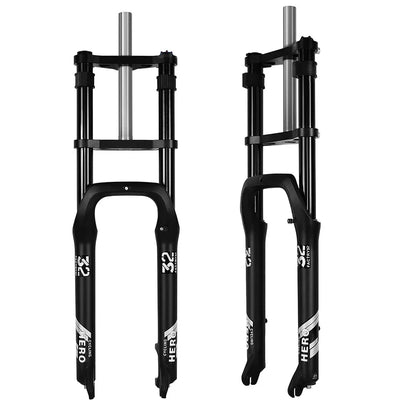Snow Bike Mechanical Front Fork, 20 ",26",Aluminum Alloy Shoulder Fork,160mm Stroke,Hydraulic Lock,Shock Absorber,4.0 Tire Bike