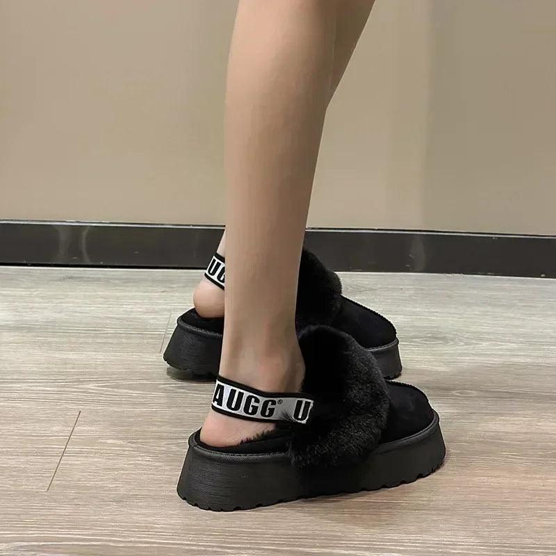 2024 new winter snow boots for women - fur lined with thick fleece and warm cotton