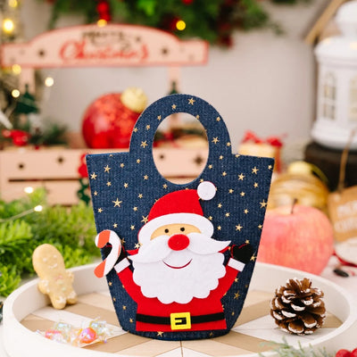 Christmas Gift Bag Spacious Cartoon Gift Bucket Elk Cloth Handbag Festive Santa Claus Bag For Gift Giving 'S Party