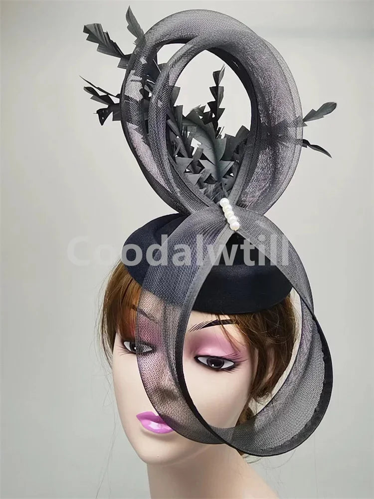 Ladies Royal Ascot Chapeau Cap Wedding Fascinator Hat Headpiece Women Church Party Pillbox With Headband Bride Party Fascinators