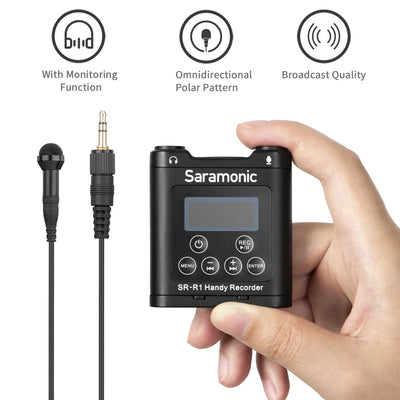 Saramonic SR-R1 Miniature Handy Recorder with Lavalier Microphone for Wedding Videography Interview, Filming and Recording