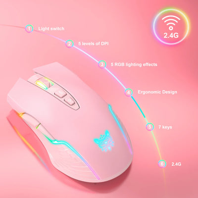 ONIKUMA CW905 Wired Gaming Mouse 6 Levels Adjustable DPl 7 Programmable Buttons 7 RGB Lighting Modes Ergonomic Mice for Pc Gamer