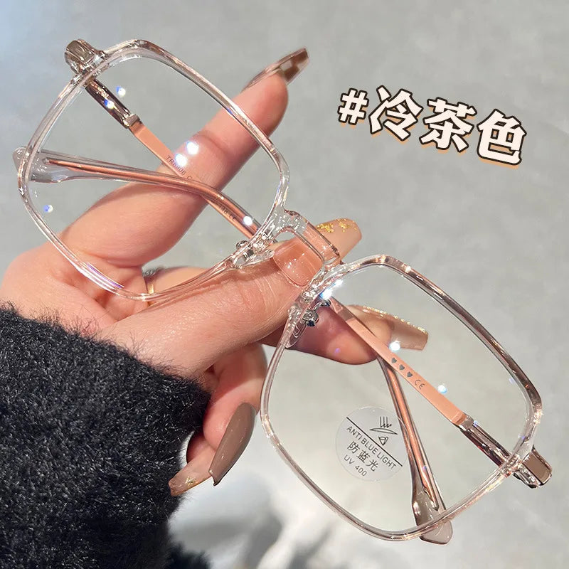 Blue Light Blocking Glasses Fashion High-end Men Optical Clear Glasses Black Oversized Square Frame Eyeglasses Women Eyewear