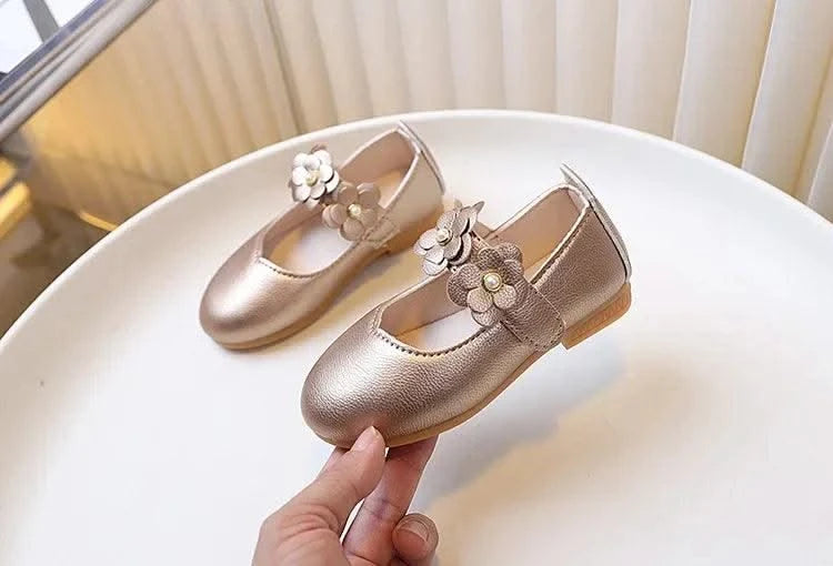 Spring Autumn Little Girls Ballet Shoes Sweet Chic Kids Fashion Princess Leather Shoes Causal Versatile Children's Flats Soft