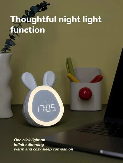 Kids Cute Rabbit Alarm Clock With Night Light Stepless Dimming Led Digital Alarm Clock For Boys Girls