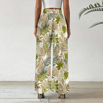 Women's Wide Leg Sweatpants Casual Elastic High Waisted Drawstring Long Pants Beach Vacation Pants with Pockets