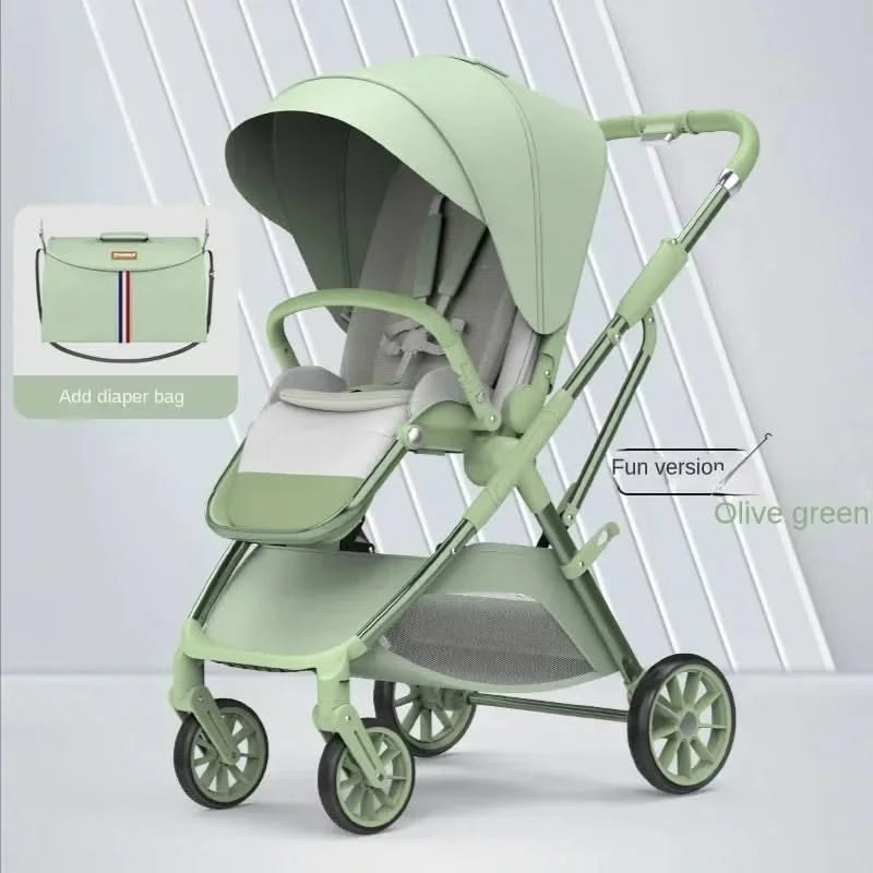 Portable High-view Baby Stroller Two-way Portable Baby Stroller Foldable Children's Four-wheel Baby Stroller 0-3 Years Old