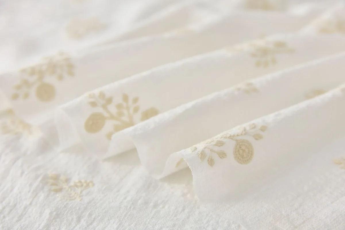 140x50cm embroidered slub cotton linen fabric clothing sewing diy women’s dress forest flower cloth
