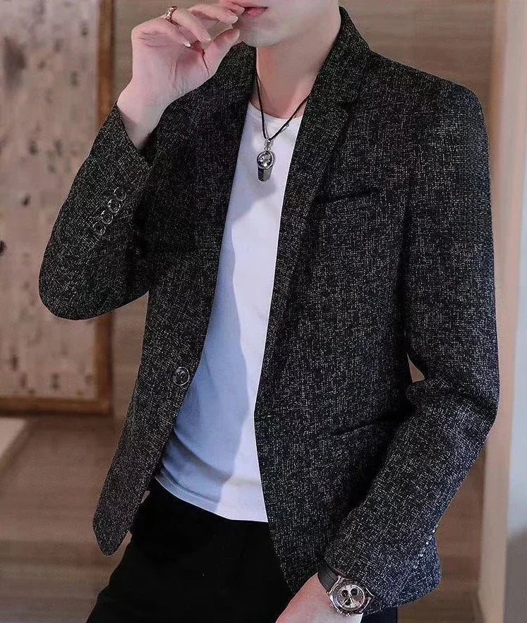 Plaid Male Blazer Brown Men's Suit Jackets Single Breasted Coat Fashion 2024 Fashionable High Quality Classic Luxury Designer