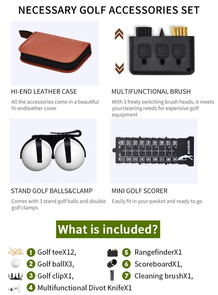 Caiton Golf Accessories Set with Hi-End Case, Golf Balls, Rangefinder, Golf Tees, Brush, Scorer,Golf Gifts for Men and Women