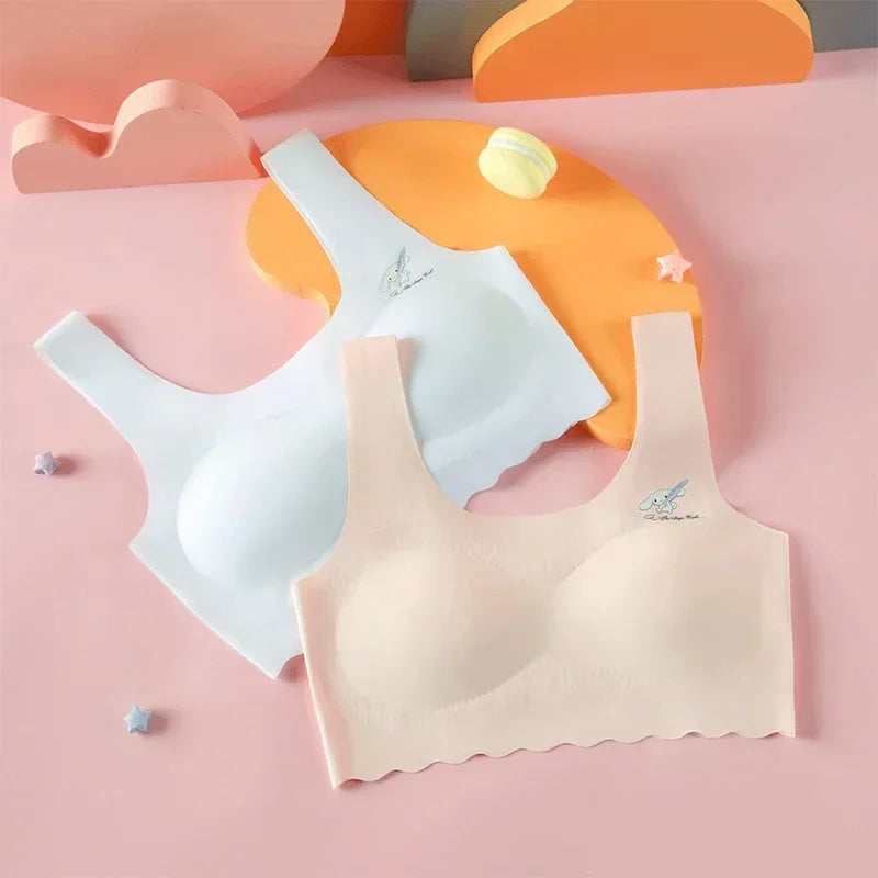 Girls Bra Breathable Sports Training Bras Teenagers  Seamless Underwear Solid Color Crop Tops  Big Children's Tank Top