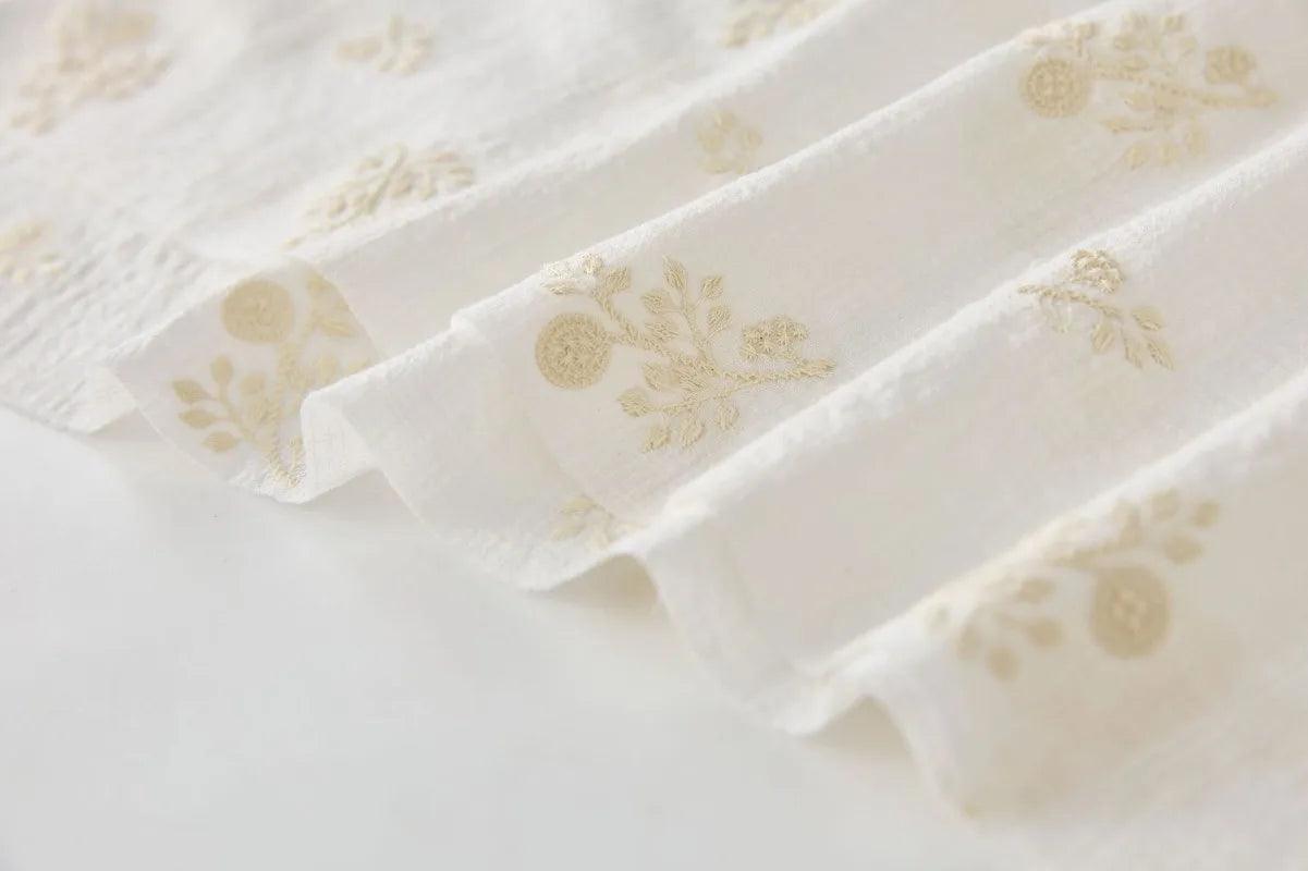140x50cm embroidered slub cotton linen fabric clothing sewing diy women’s dress forest flower cloth