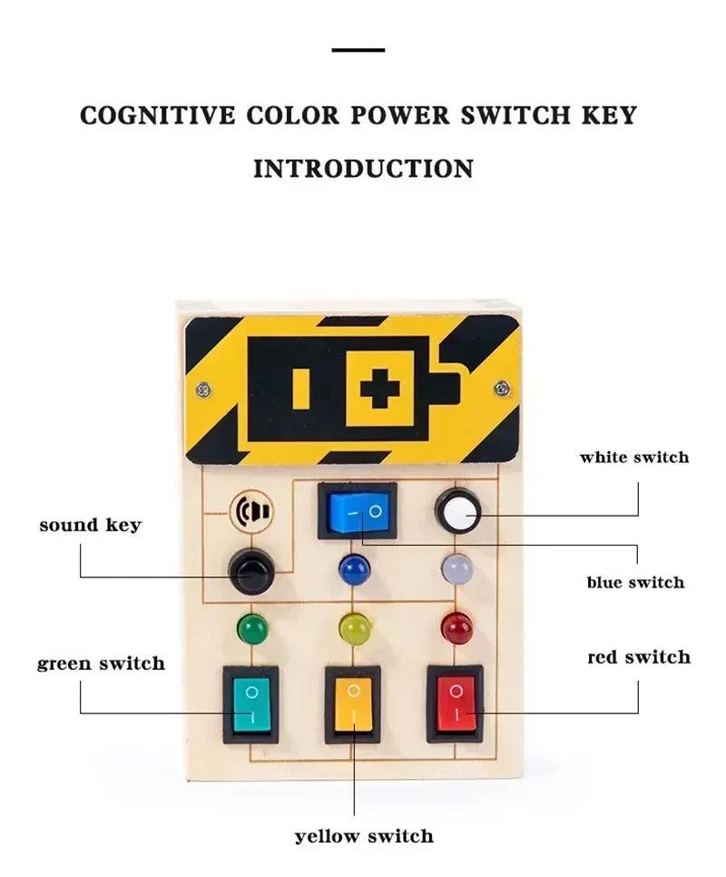 Montessori busy board sensory toys wooden with led light switch control travel activities children games for 2-4 years