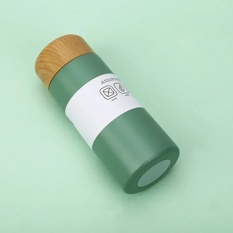 180Ml Bullet Pocket Mini Cute Wood Grain Stainless Steel Thermos Cup Coffee Travel Mug Small Fresh Portable  Outdoor Coffee Cup