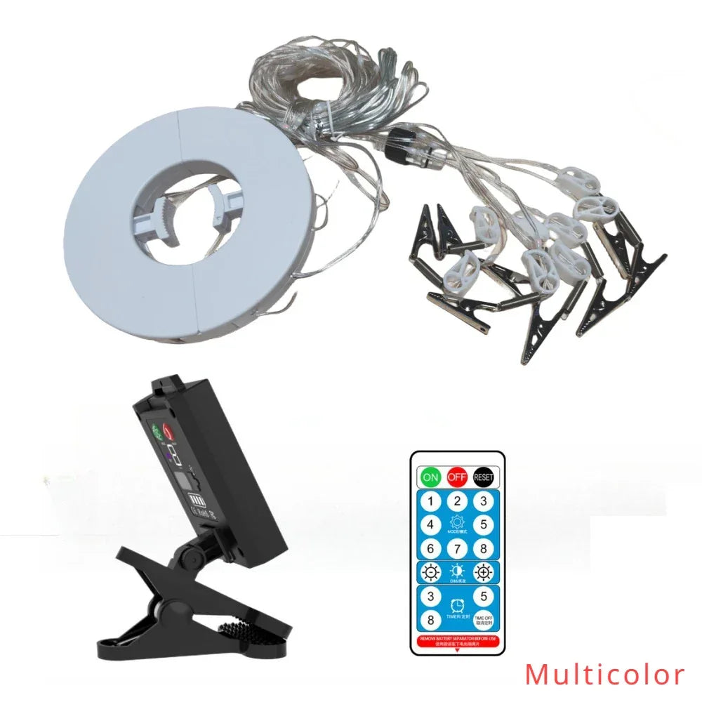 Solar Patio Umbrella Lights 8 Modes String Lights with Clip Waterproof Light for Outdoor Lighting Deck Garden Party Decoration