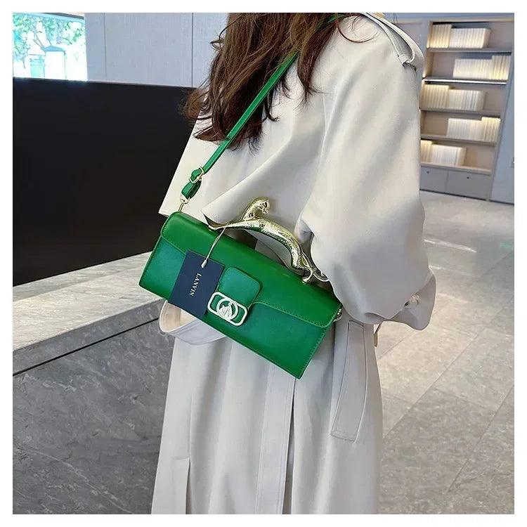 Women’s handbag new bags for women metal handle leather famous brand designer crossbody fashion trend shoulder bag