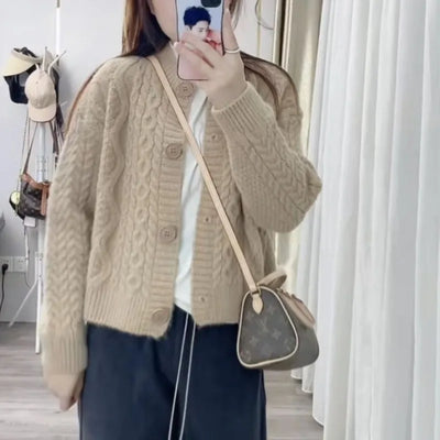 Sweater jacket early spring and autumn sweater new women's top youthful and beautiful western-style knitted cardigan