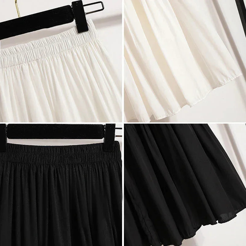 A-line Skirt High Waist Casual Slimming Cake Skirt Versatile Mid Length Dress Youthful Women New In Clothes Sweet Black Trend