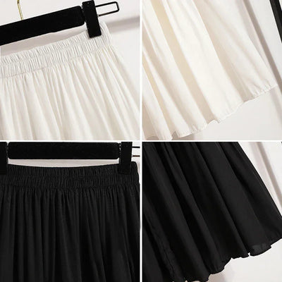 A-line Skirt High Waist Casual Slimming Cake Skirt Versatile Mid Length Dress Youthful Women New In Clothes Sweet Black Trend