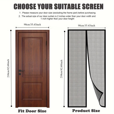 Heavy-Duty Magnetic Screen Door - Self-Sealing, Hands-Free Entry, Insect Protection - Pet & Youngsters Easy Care Nylon Mesh