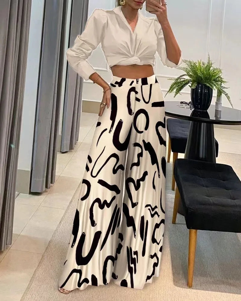 Women Clothing Wide Leg Pants For Women 2025 Fashion Striped Print Pantalones Spring Summer Casual Loose Lace Up Ropa De Mujer