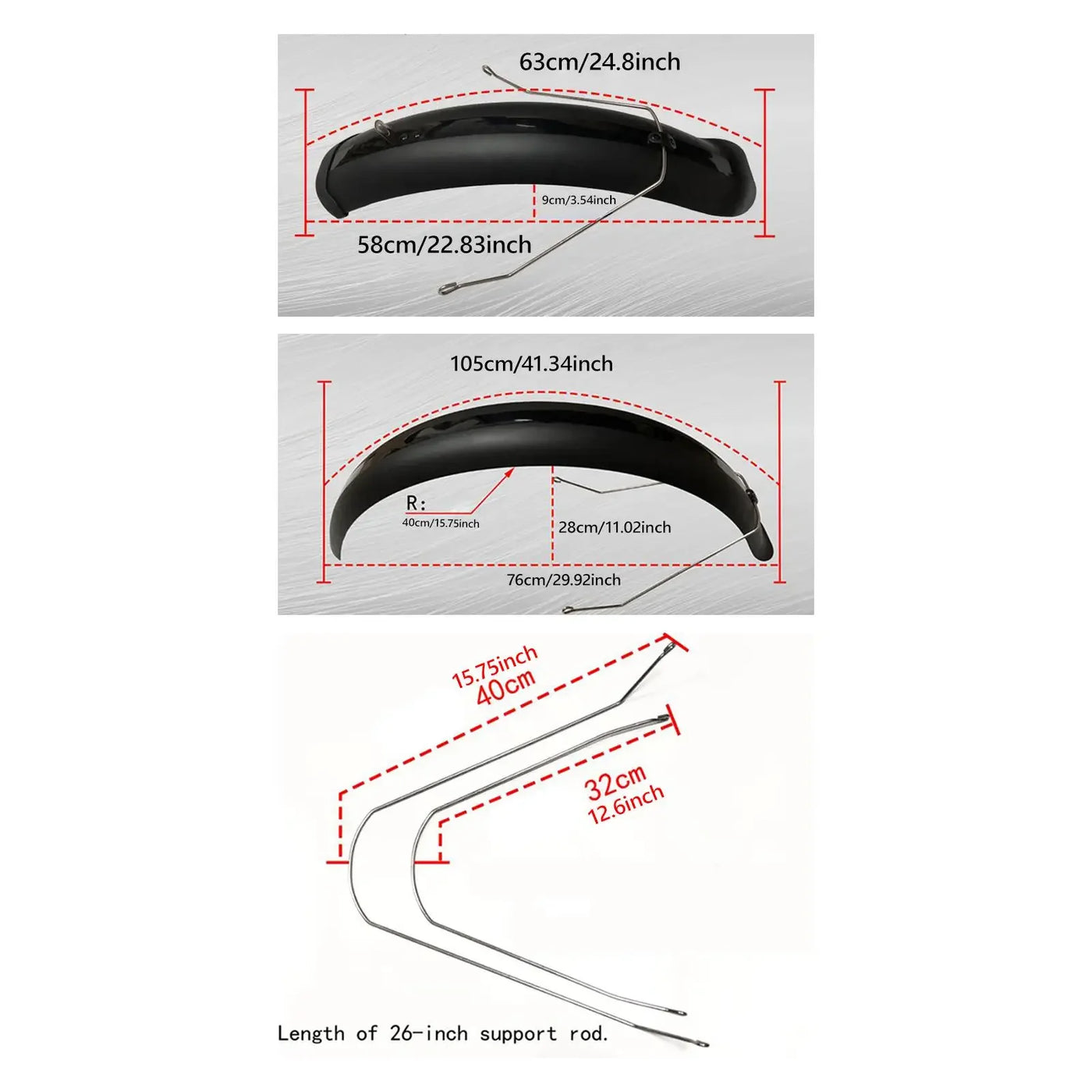 Bike Fenders, 26 inch Snow Bicycle Bike Front Rear Mudguard Cycling Bike Fenders for Mountain Bike