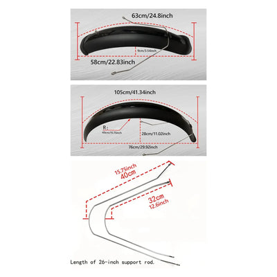 Bike Fenders, 26 inch Snow Bicycle Bike Front Rear Mudguard Cycling Bike Fenders for Mountain Bike