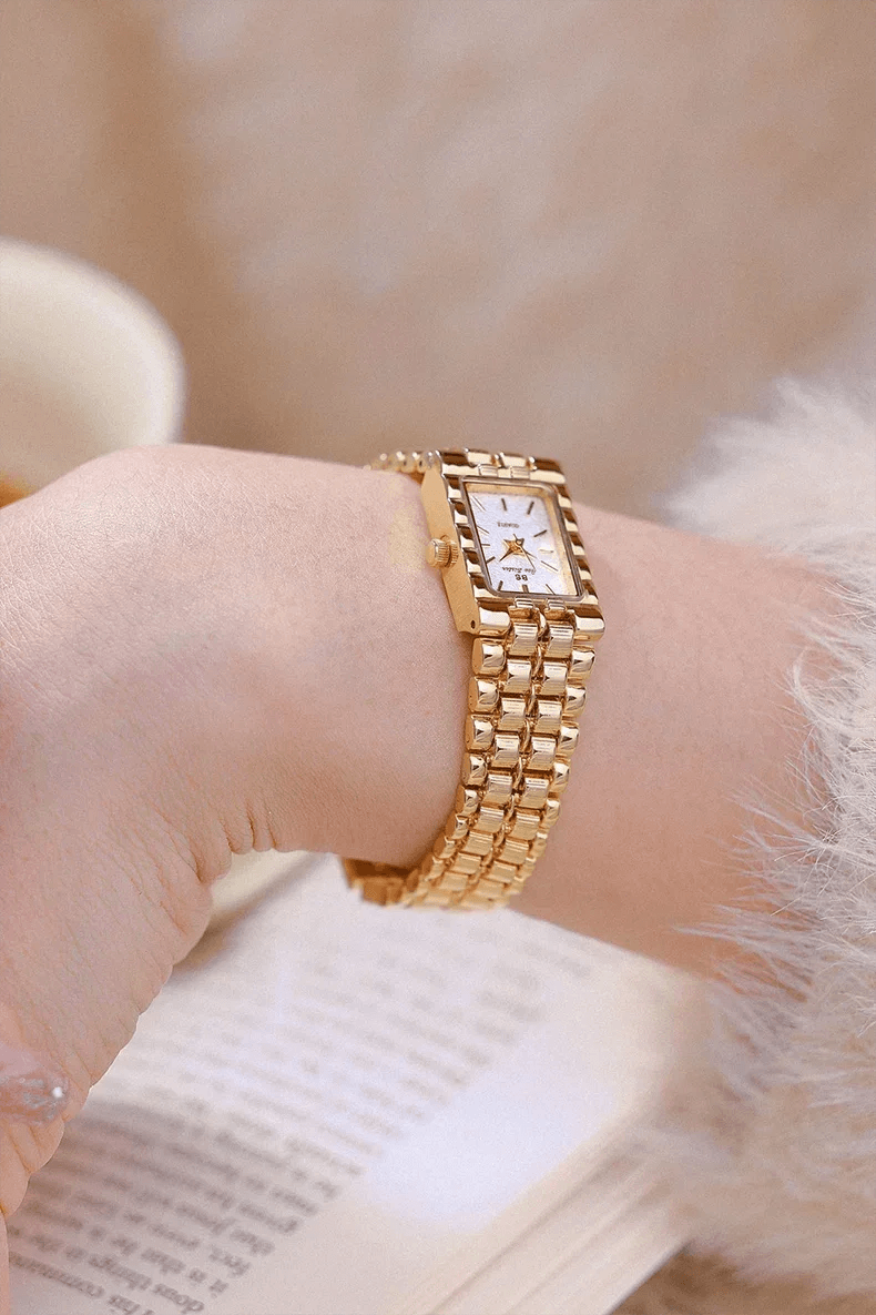 Luxury ladies’ watch retro elegant gold silver small square high quality watchchain gift watches for women